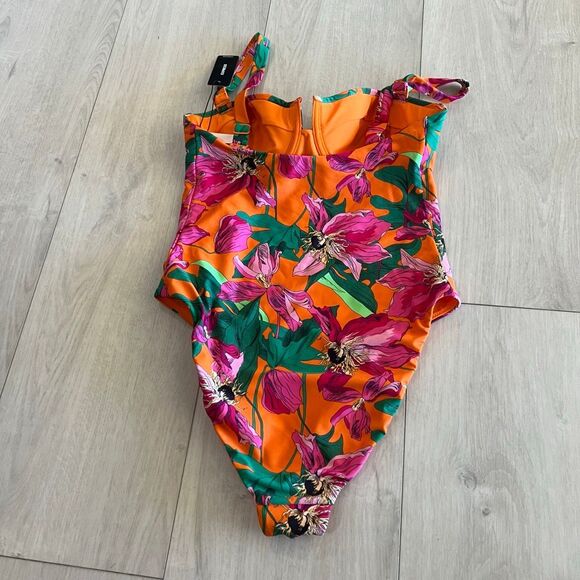 Express Floral Balconette Body Contour One-piece Swimsuit size M - Picture 4 of 10